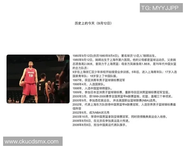 姚明的传奇之路：从篮球巨星到文化使者的精彩人生